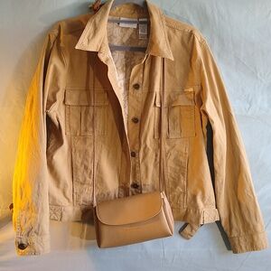 Liz Claiborne XL cotton denim jacket honey-mustard color